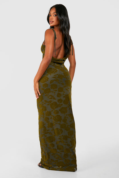 Floral Devore Cowl Maxi Slip Dress