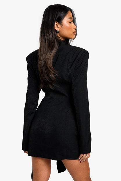 Tailored Structured Wrap Detail Blazer Dress