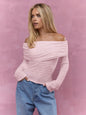 Asymmetric Textured Long Sleeves Top